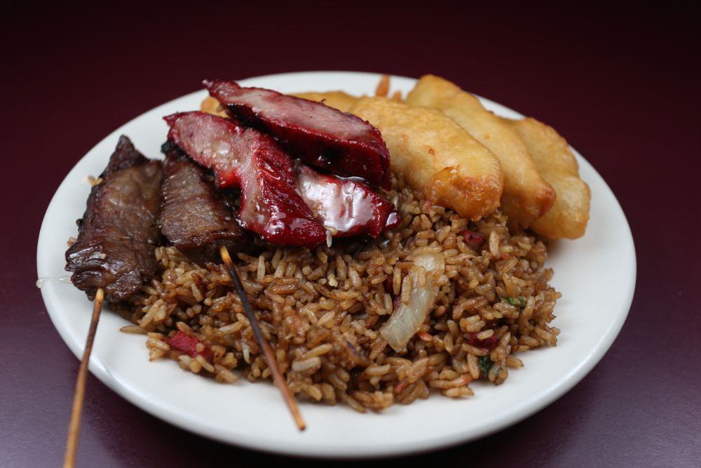 22. beef teriyaki, chicken fingers, boneless spareribs, pork fried rice